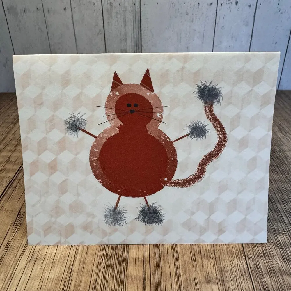 Greeting Cards Blank Notes Cat Lover Orange Cat 6 w/Envelopes Custom Art NEW!